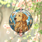 Golden Retriever Stained Glass Suncatcher Dog Lover Window Hanging Pet Memorial Glass Art Golden Dog Decor Animal Gift